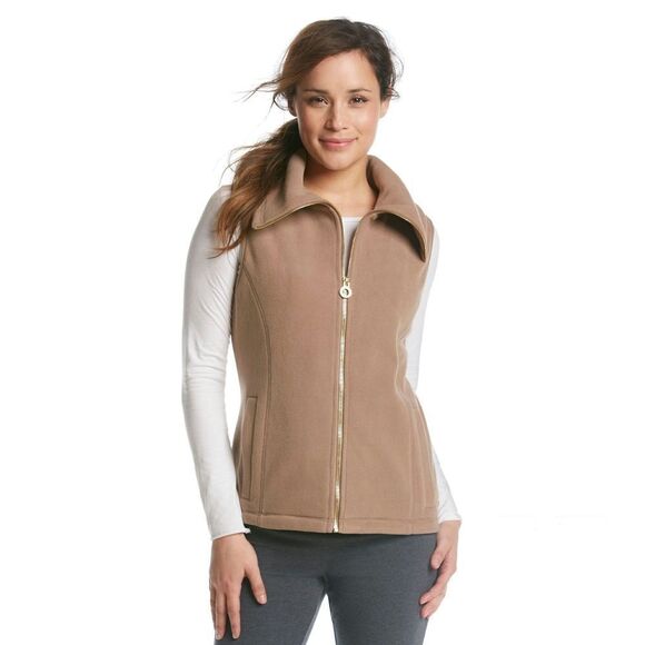 New! CALVIN KLEIN Performance Zip-Front Fleece Vest Brown Size Small - Picture 1 of 2